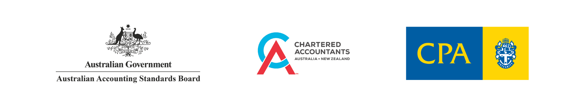 Image includes the logos for Chartered Accountants Australia and New Zealand, Australian Accounting Standards Board and CPA Australia